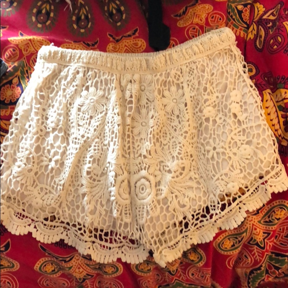 Lace crochet shorts